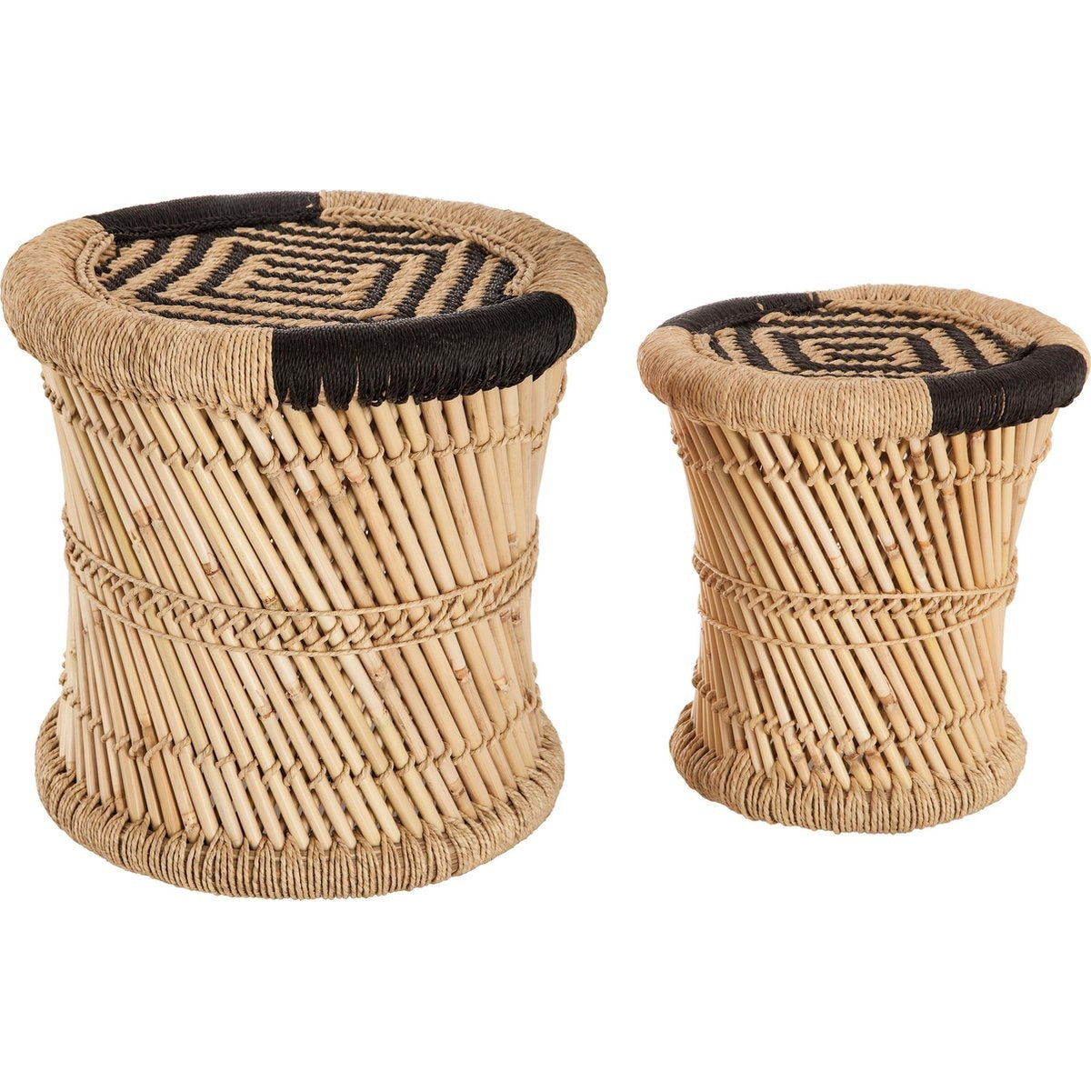 Atmosphera bijzettafels set van 2, bamboe, zwart en naturel