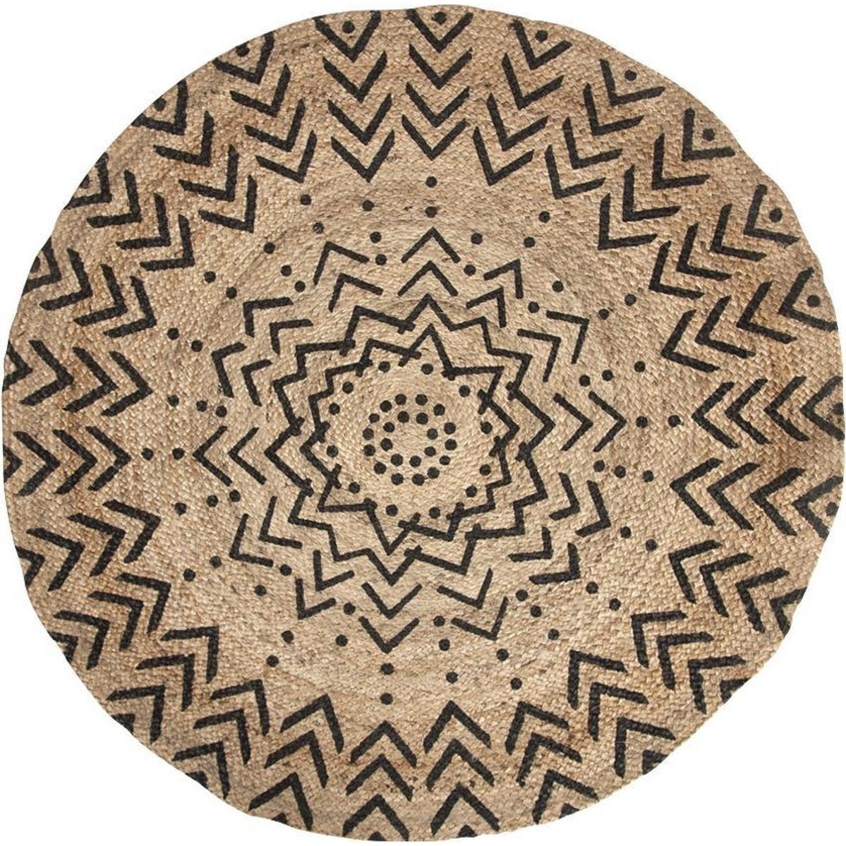 Atmosphera rond jute vloerkleed met grafische patronen, Ø 120 cm