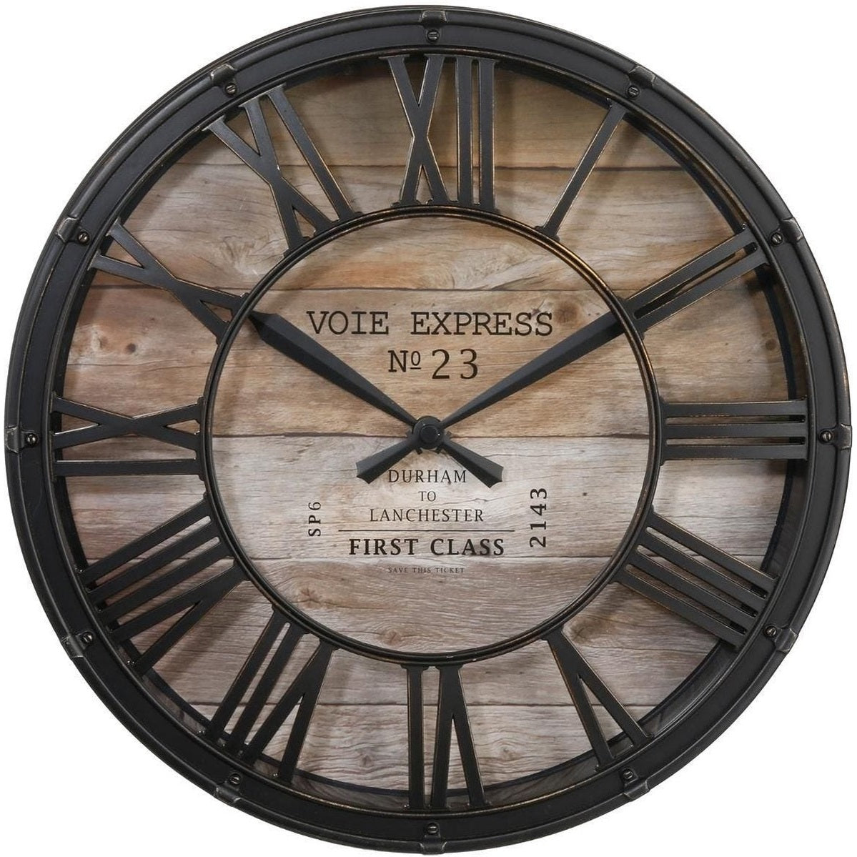 Atmosphera vintage wandklok metaal, 39 cm, zwart en bruin