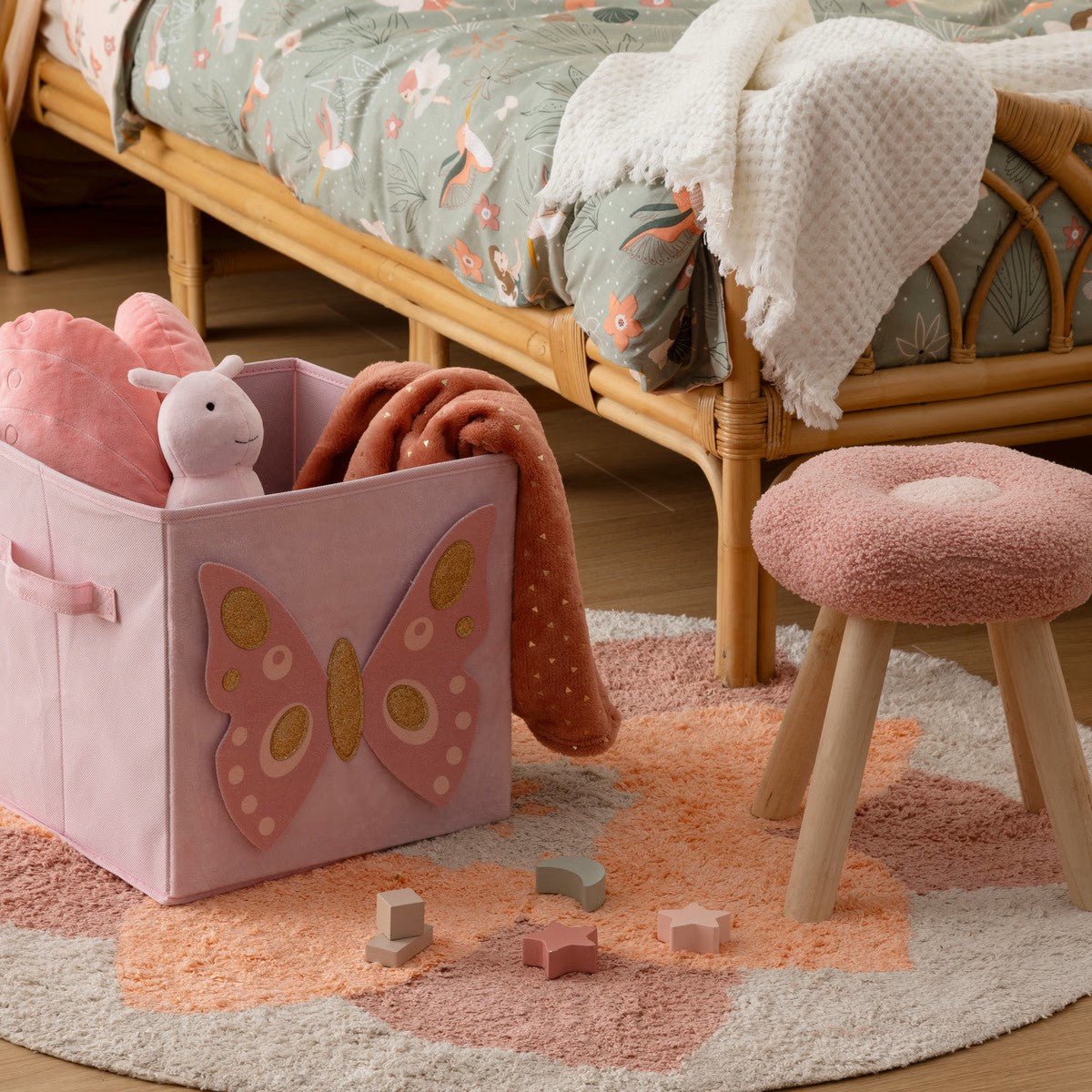 Atmosphera Joey opvouwbare opbergmand vlinder, roze, 29 cm