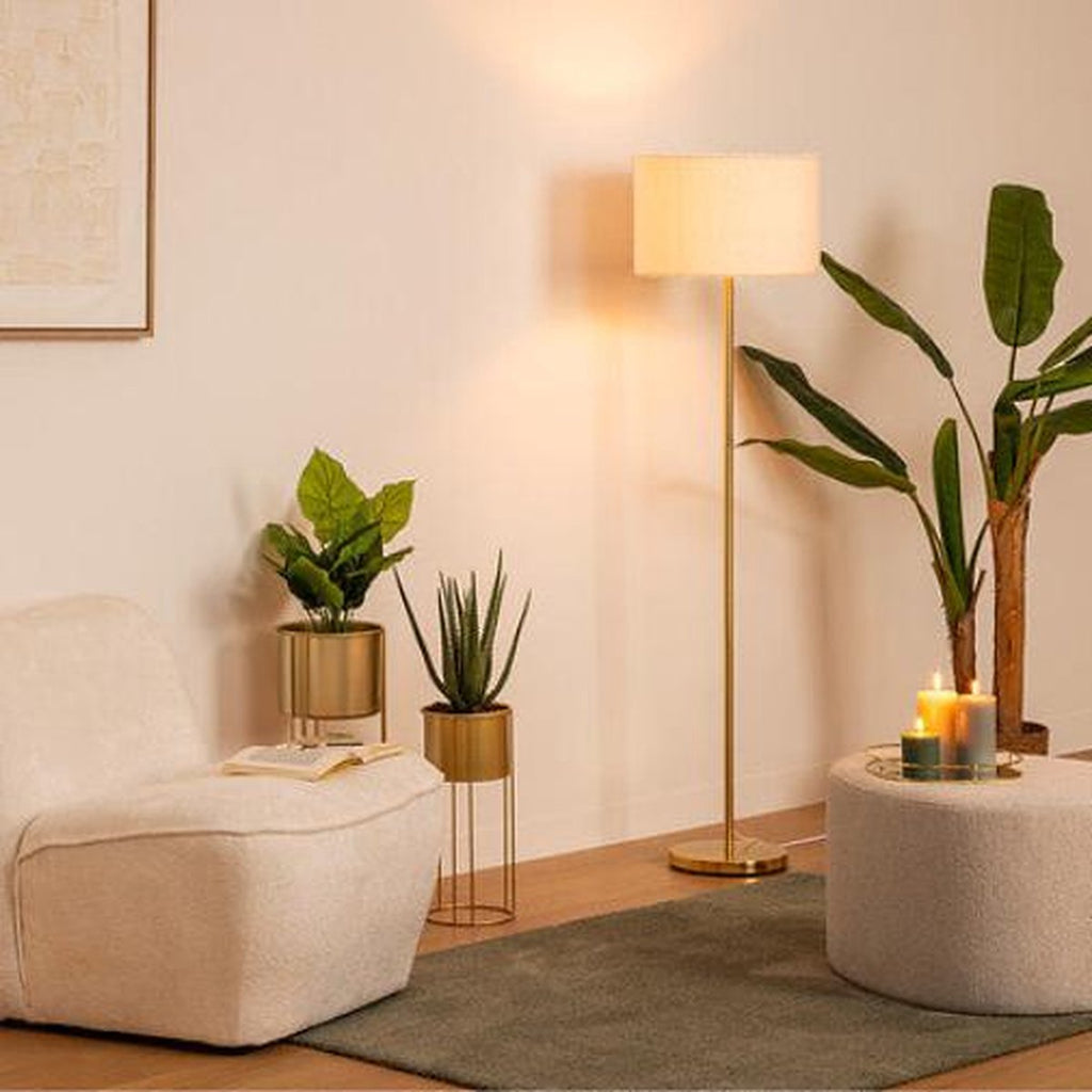 Atmosphera vloerlamp Tina van bouclé, goud, Ø 37 x 150 cm (3)