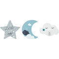 Atmosphera Kids wandhaken kinderkamer, blauw, 3 stuks