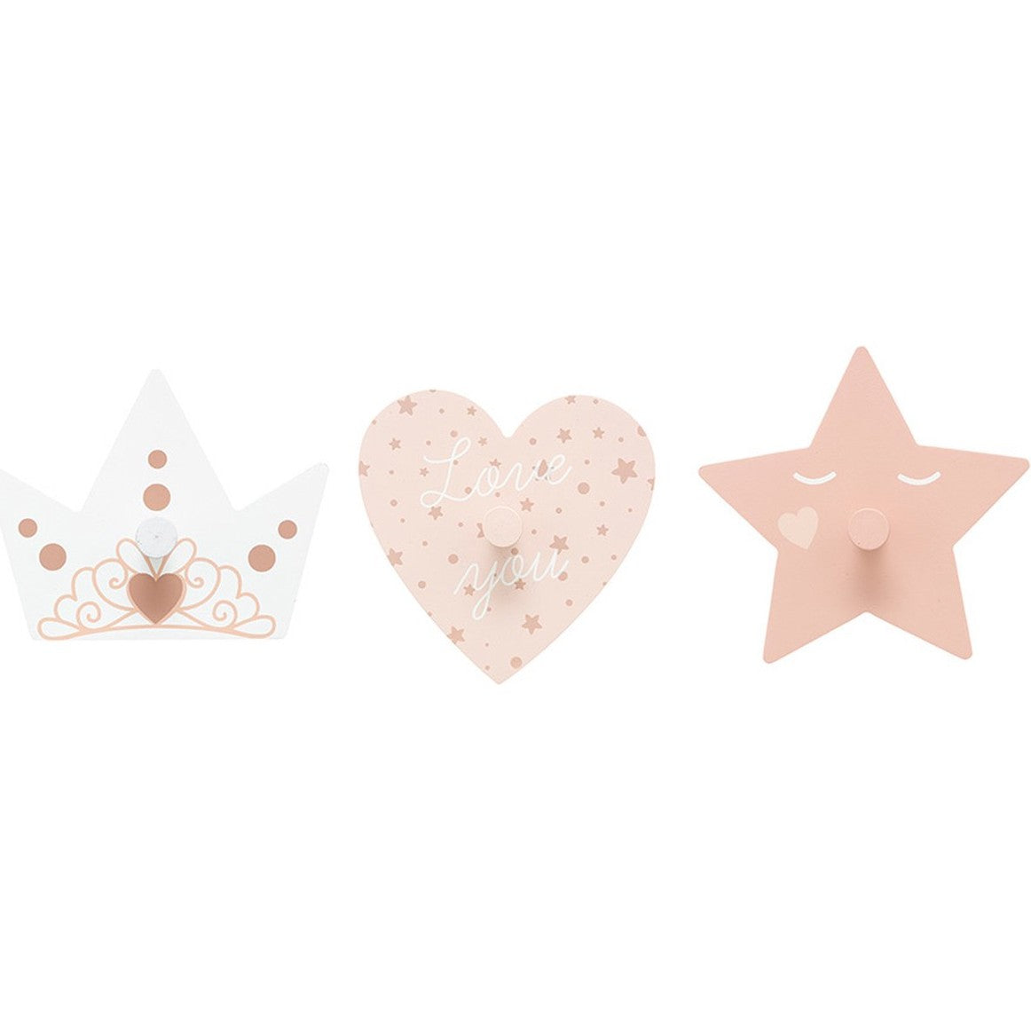 Atmosphera wandhaken kinderkamer, roze, 3 stuks