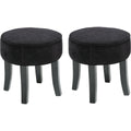 Atmosphera Zitkrukje/bijzet stoel - 2x - hout/stof - zwart fluweel - D35 x H40 cm