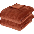 Atmosphera fleece plaid terracotta, 2 stuks, 180 x 230 cm