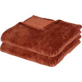 Atmosphera fleece plaids, terracotta, 130 x 180 cm, set van 2