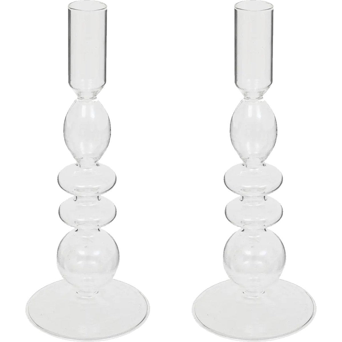 Atmosphera kandelaar Murano van glas, 2 stuks, D9 x H22 cm