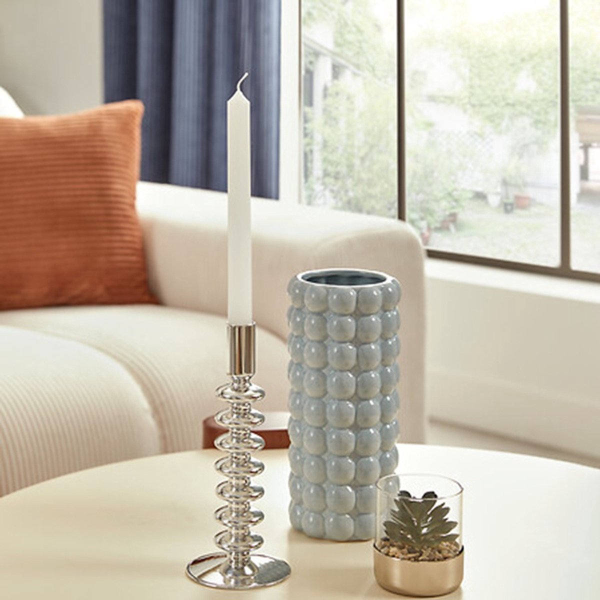 Atmosphera kandelaar dinerkaarsen, glas, zilver, 22 cm (3)