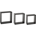 Atmosphera wandboxen set van 3, zwart, hout