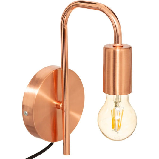 Atmosphera wandlamp 12 x 25 cm - koper kleur - E27 fitting - muur montage - metaal - huiskamer/gang - modern