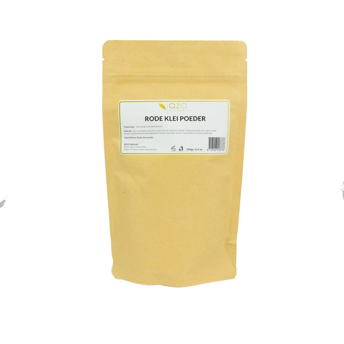 Aza Natural rode kleipoeder, neemt afvalstoffen op uit de huid