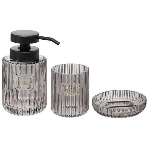 5Five badkameraccessoires van grijs glas, set van 3