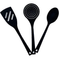 Pollepel met spatel en opscheplepel, zwart, nylon, 29 cm