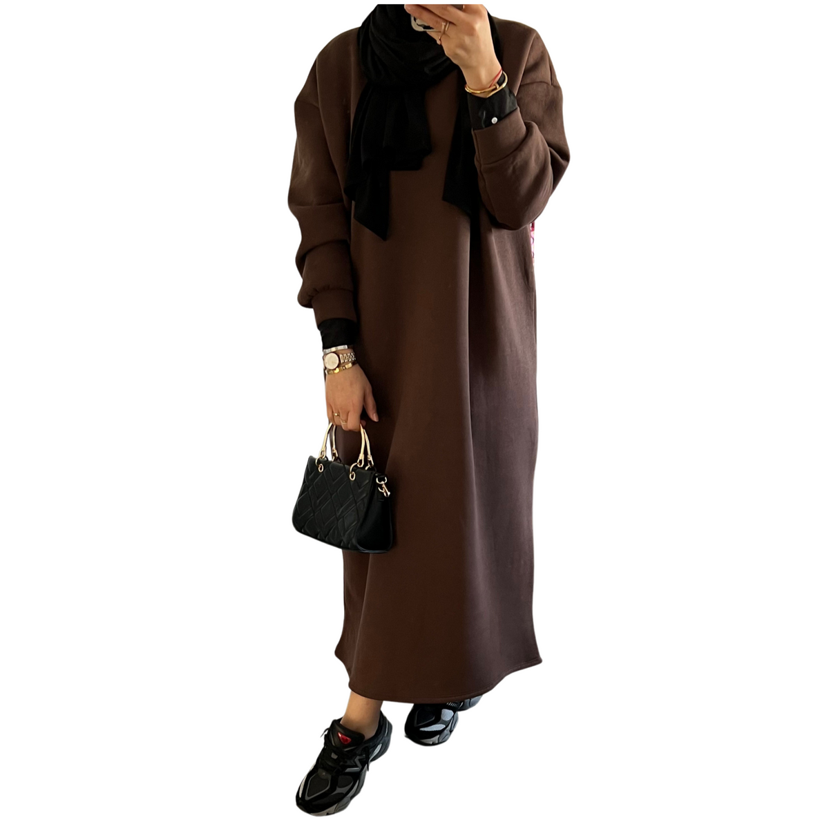 Basic oversized sweaterjurk, bruin