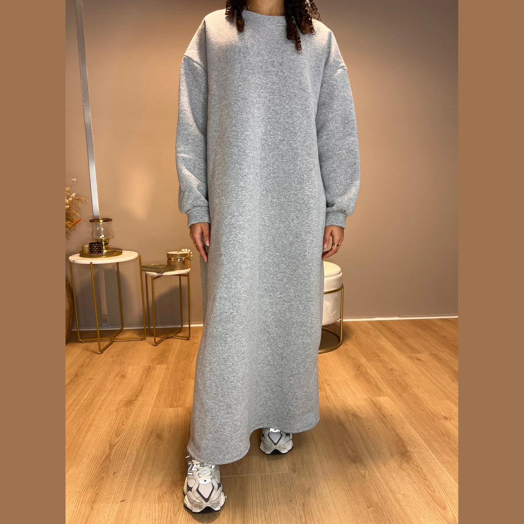 Basic oversized sweaterjurk, grijs