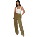 Basic wide leg broek, olijfgroen