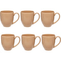 Beige stoneware mokken met oor, set van 6 (48 cl)