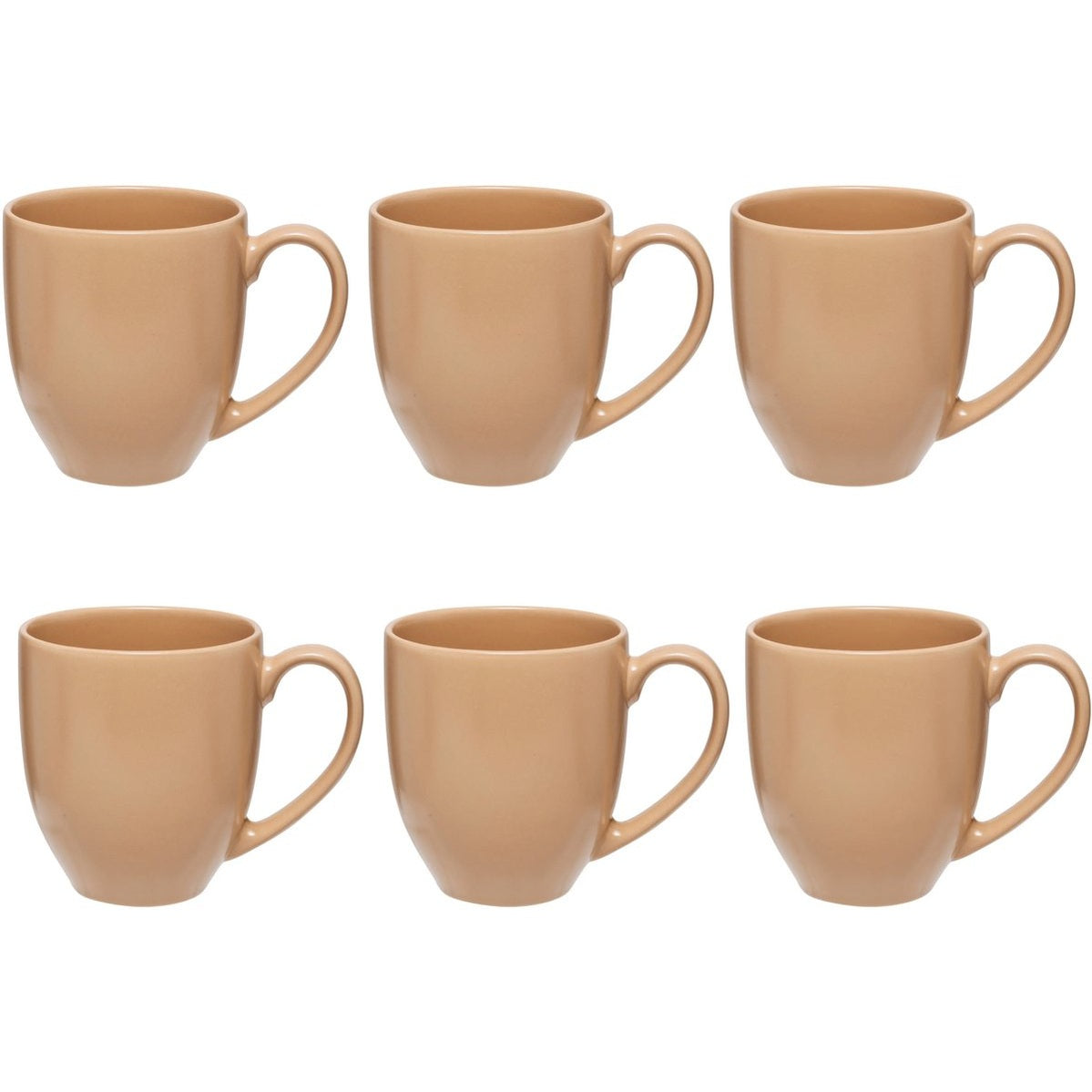 Beige stoneware mokken met oor, set van 6 (48 cl)