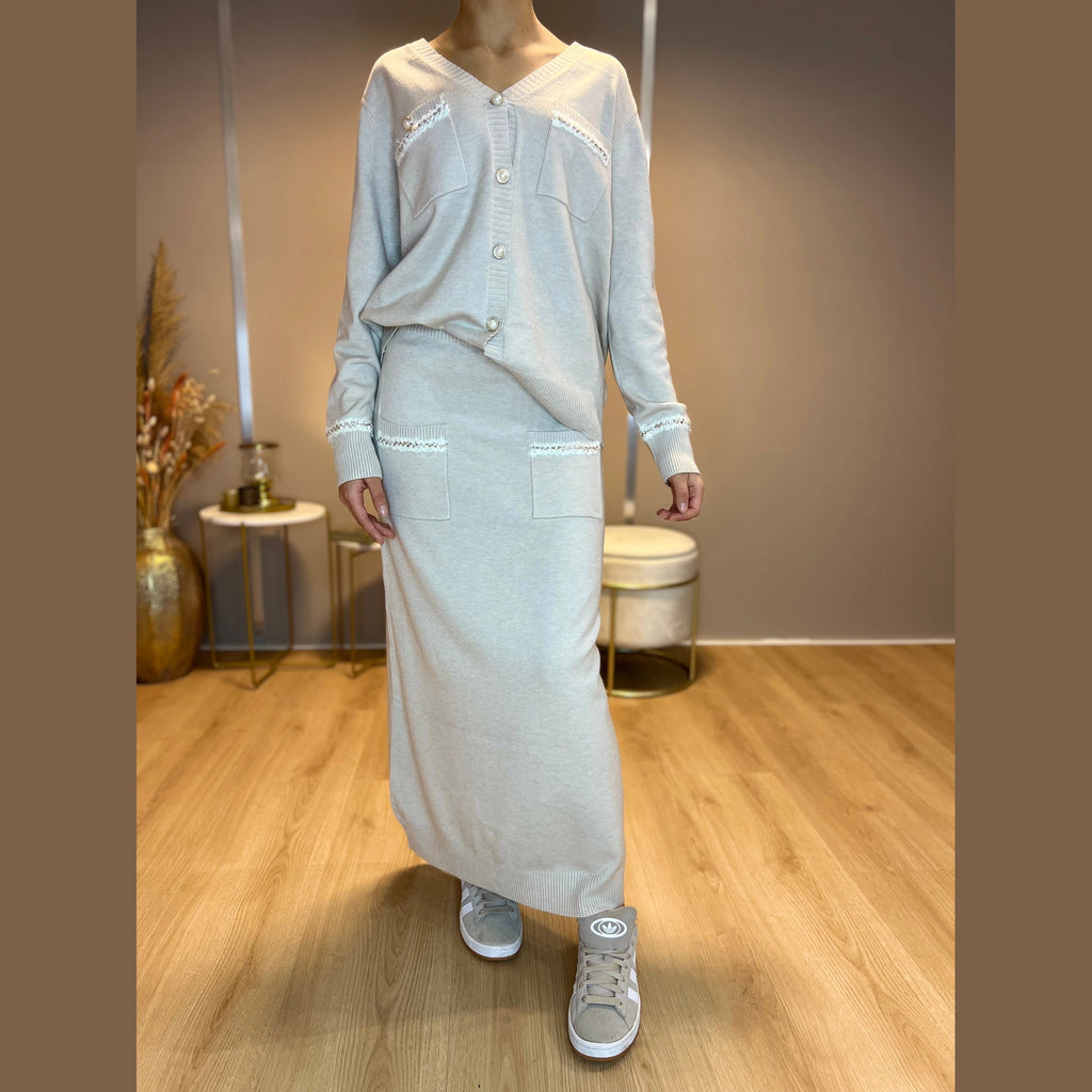 Bella tweedelige set met details, beige (2)