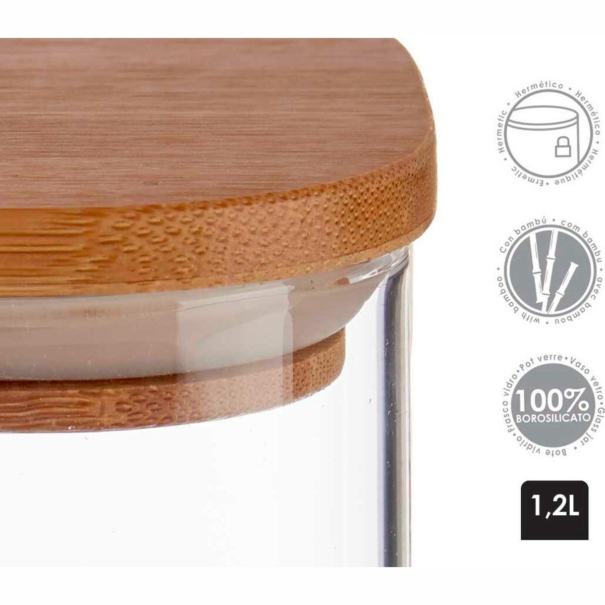 Blik van bamboe en borosilicaatglas, 1200 ml, bruin transparant