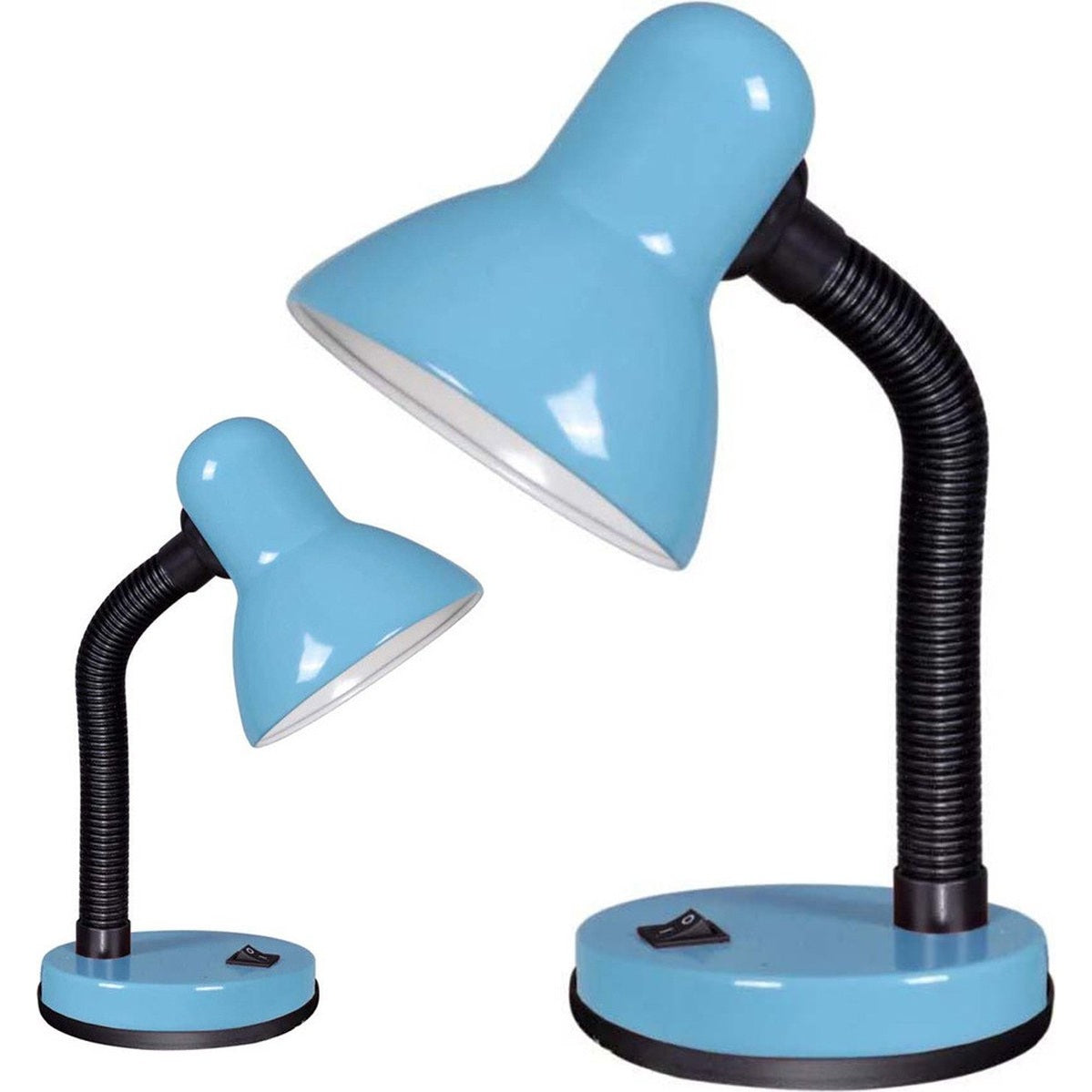 Bureaulamp blauw met buigzame poot, metaal
