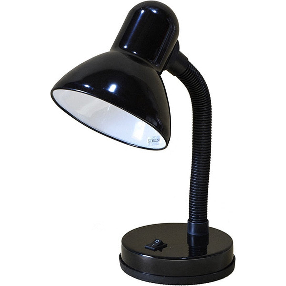 Bureaulamp zwart met buigbare poot, metaal
