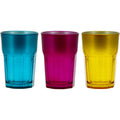 Waterglazen Hollywood 38 cl, set van 3, turquoise/fuchsia/geel