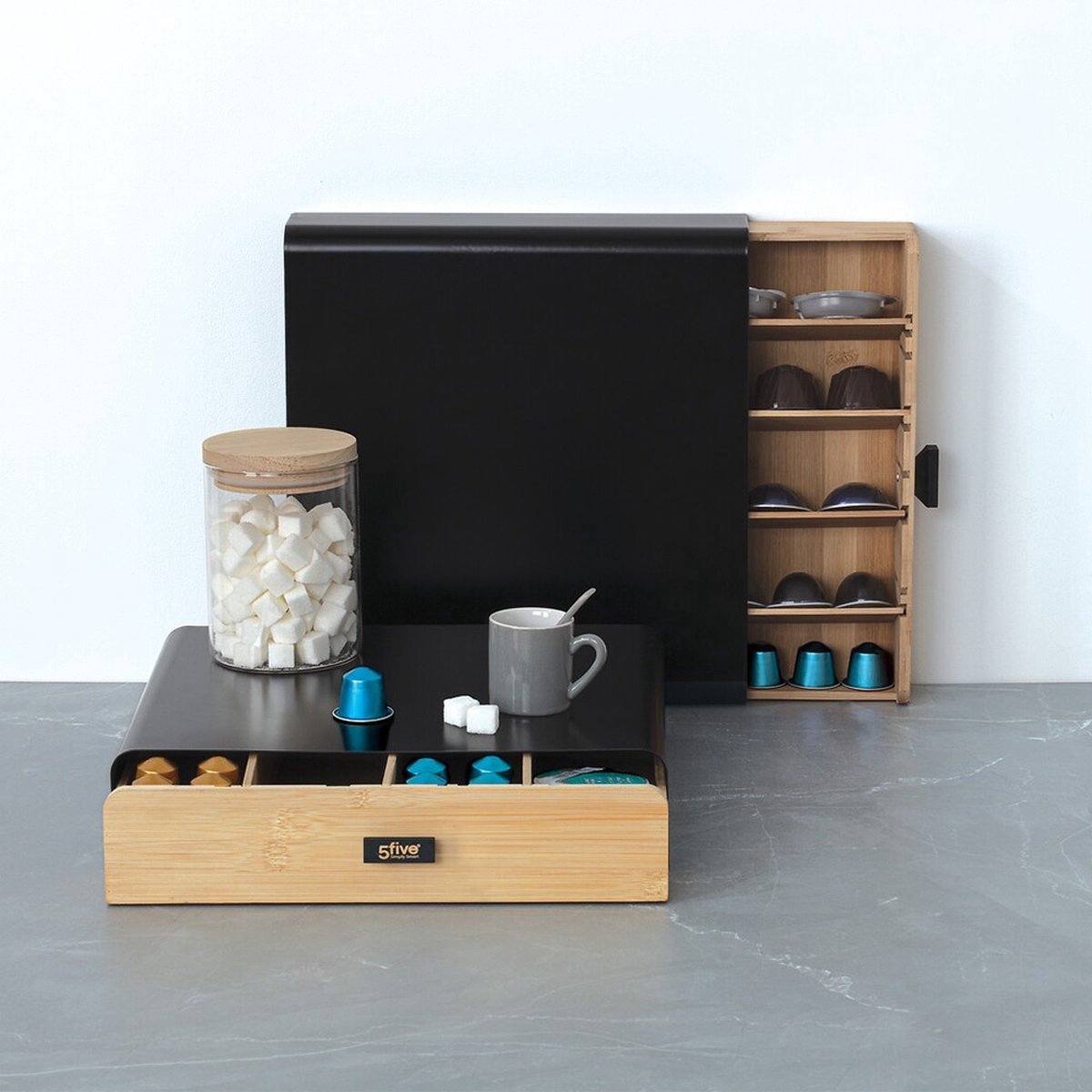Capsulehouder zwart metaal en bamboe, Nespresso en Dolce Gusto (13)