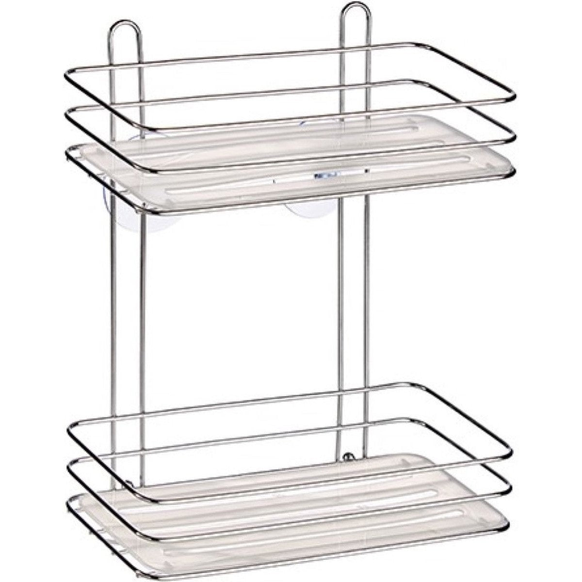 Chroom doucherek met 2 lagen en zuignappen, 26 x 30 cm
