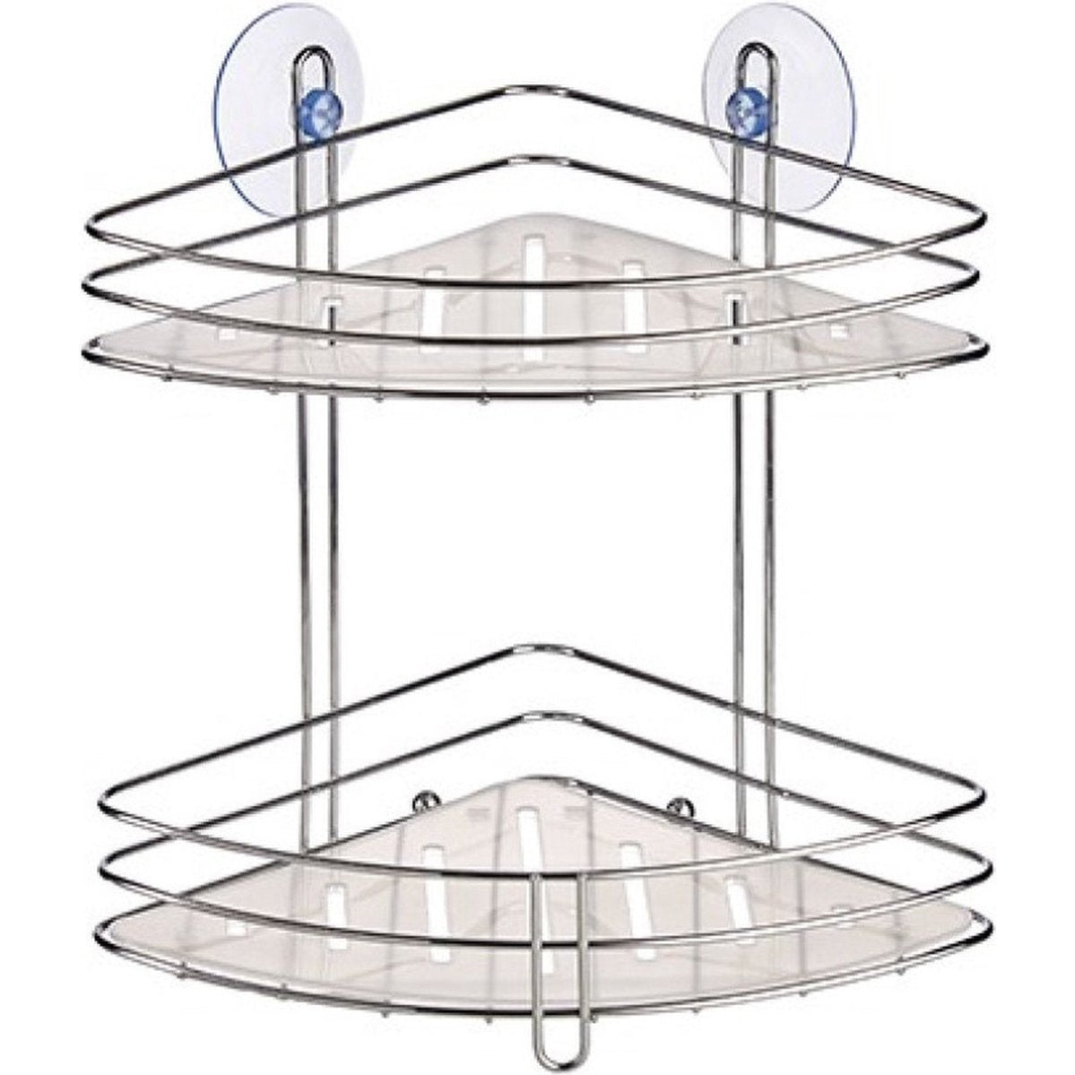 Chroom hoekdoucherek 2 lagen met zuignappen, 20 x 27 cm