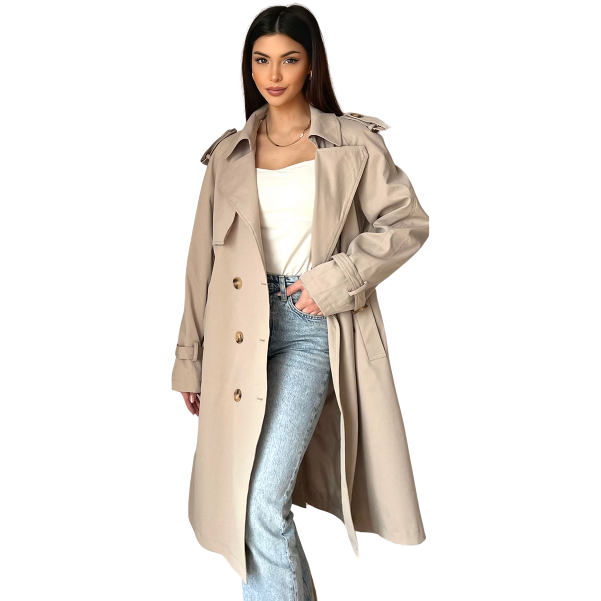 Classic trenchcoat midi, beige