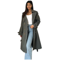 Classic trenchcoat midi, grijs