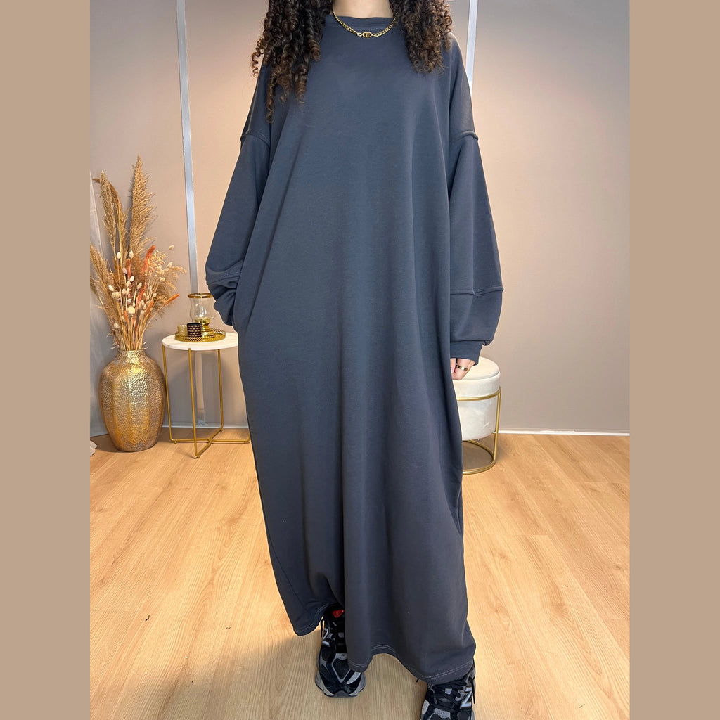 Comfy jurk met zakken, donkergrijs