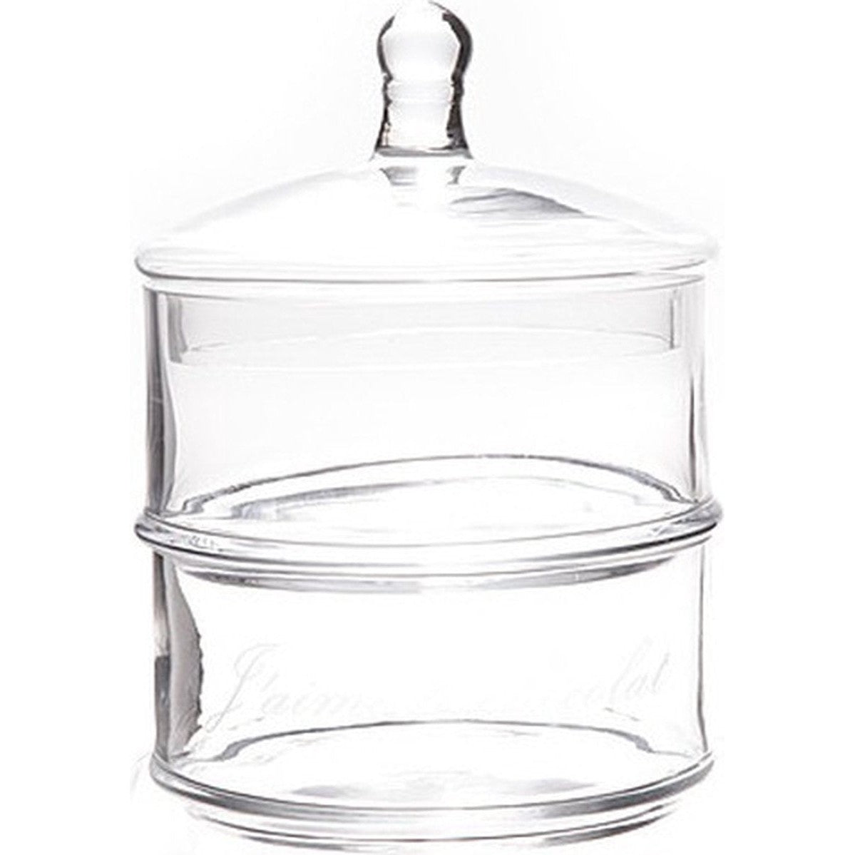 Cosy&Trendy bonbonniere 2 laags, glas met tekst, 12 x 18 cm