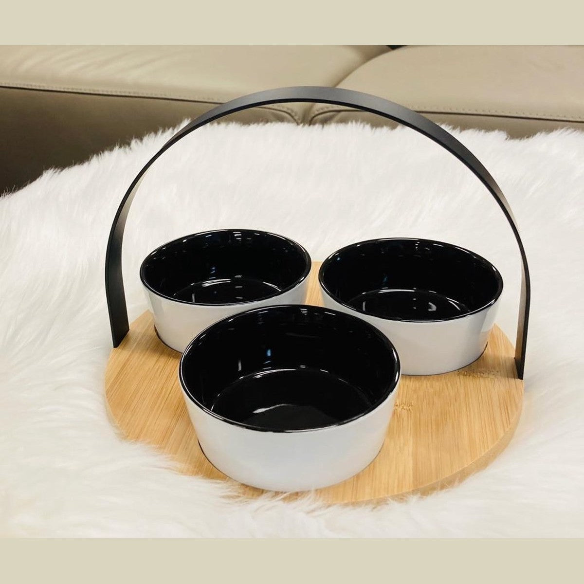 Cosy&Trendy tapasset met bamboe draagplateau en 3 schaaltjes