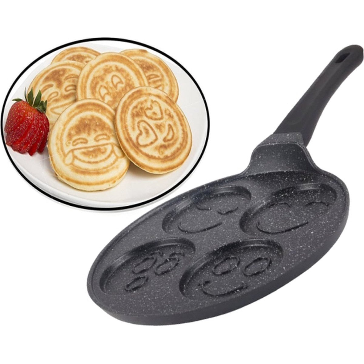 Pancakepan met 4 smileys en anti-aanbaklaag