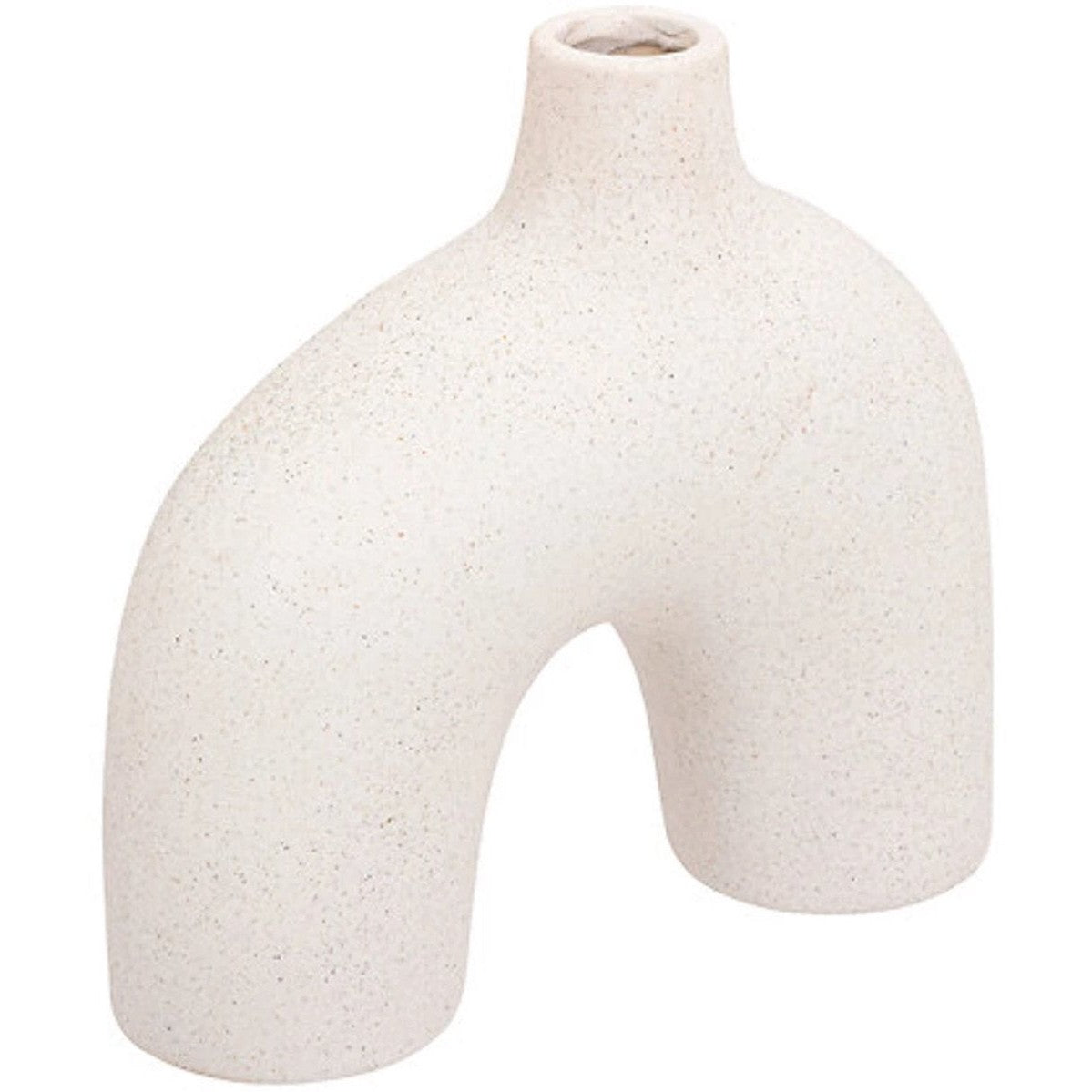 Atmosphera vaas van wit zandkeramiek, asymmetrisch, 18 cm hoog