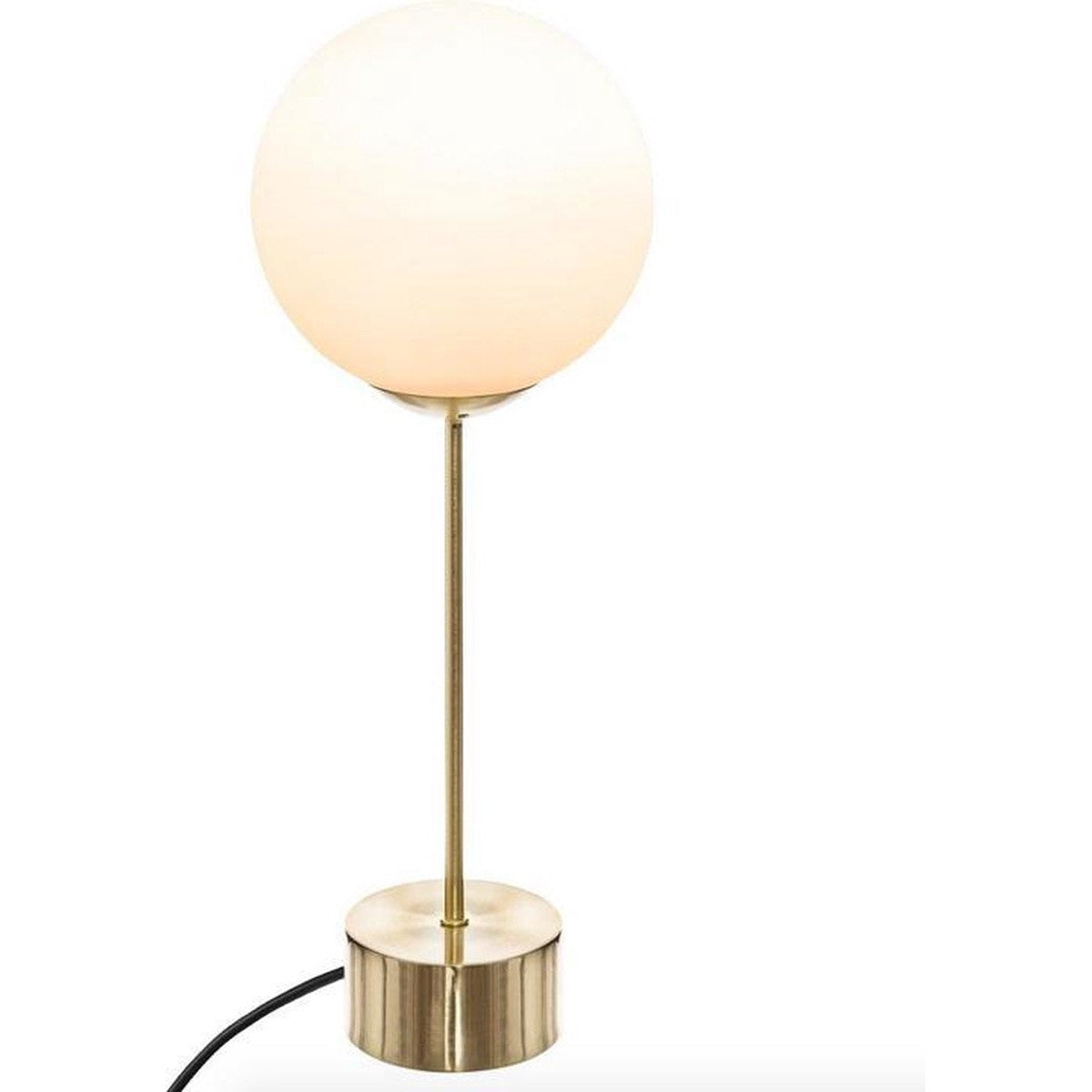 Tafellamp goud met witte glasbol, H 43 cm
