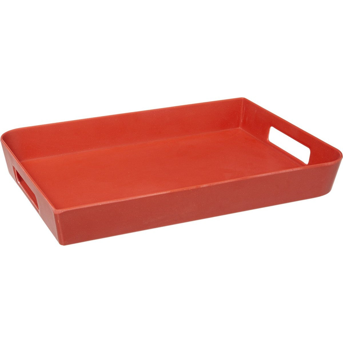 Dienblad rechthoekig 35 x 25 cm, koraalrood met handvaten