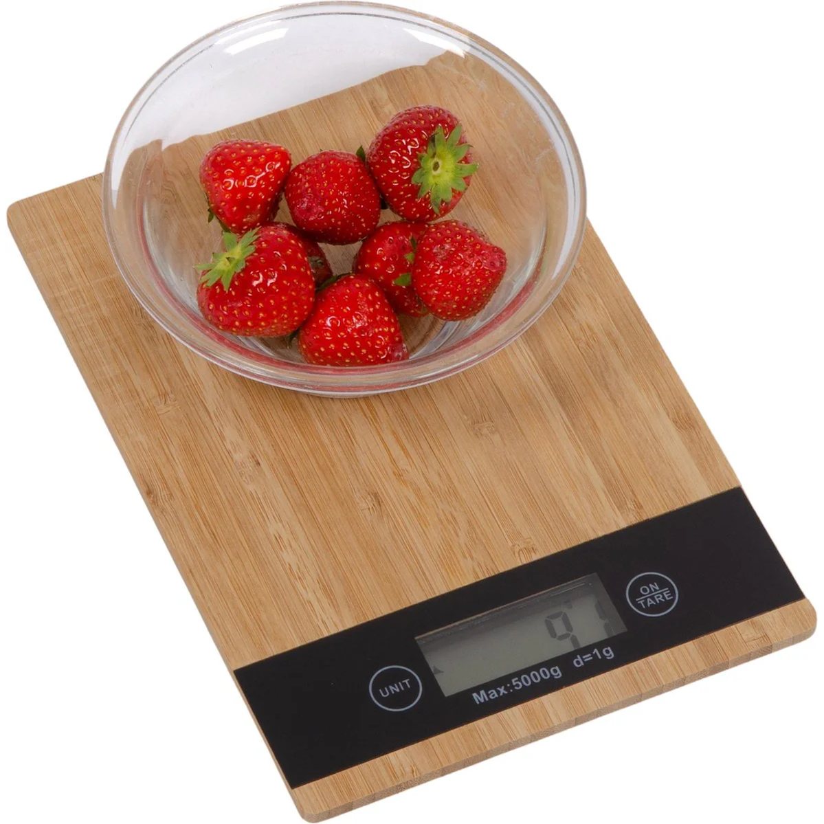 Digitale keukenweegschaal van bamboe, max. 5 kg
