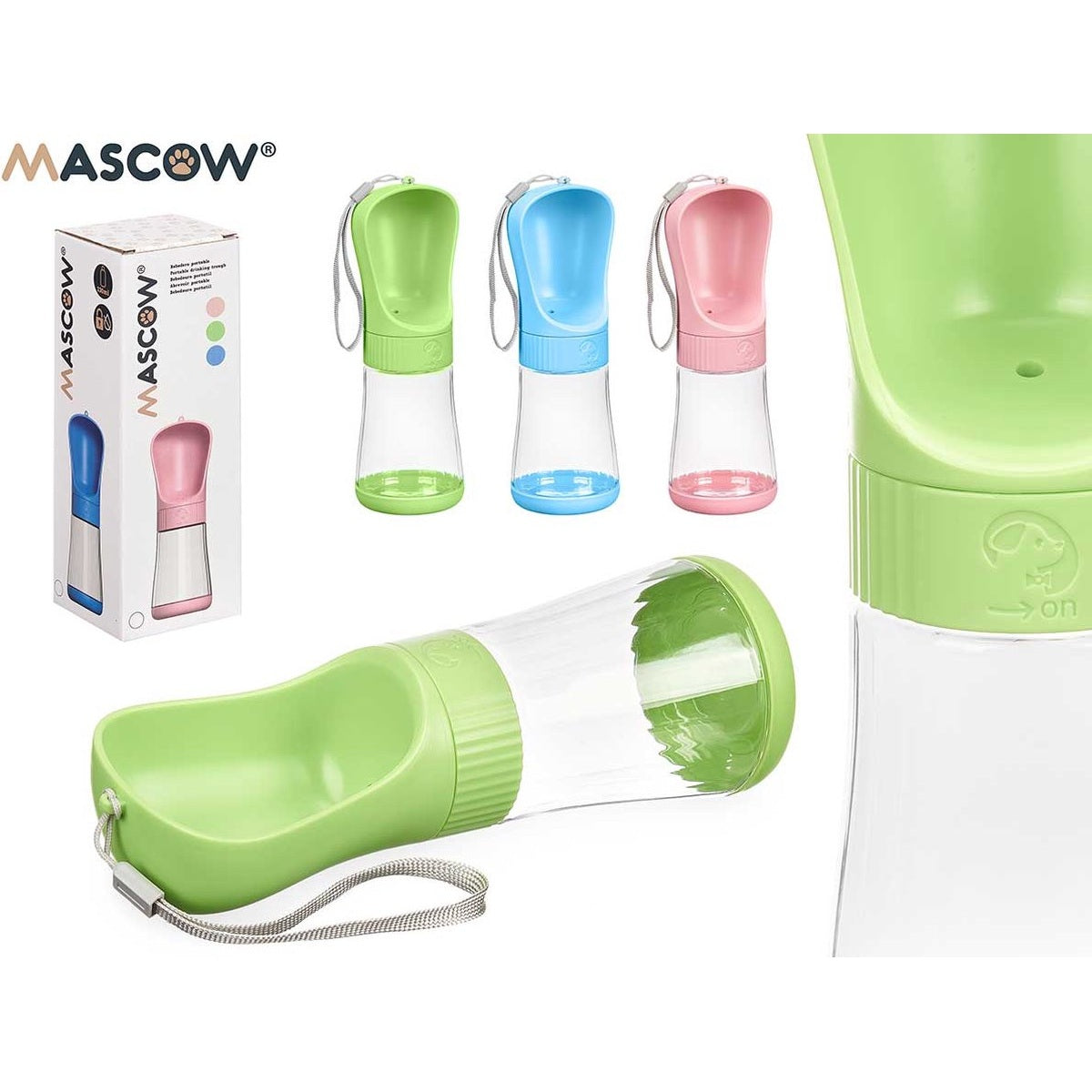 Draagbare waterfles voor honden 330 ml, groen