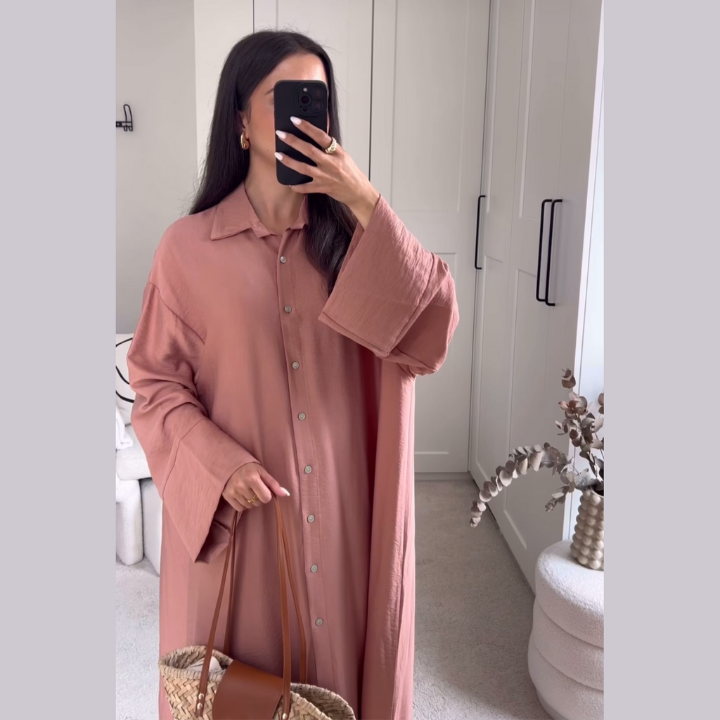 Salina maxi-jurk met knopen en lange mouwen (2)