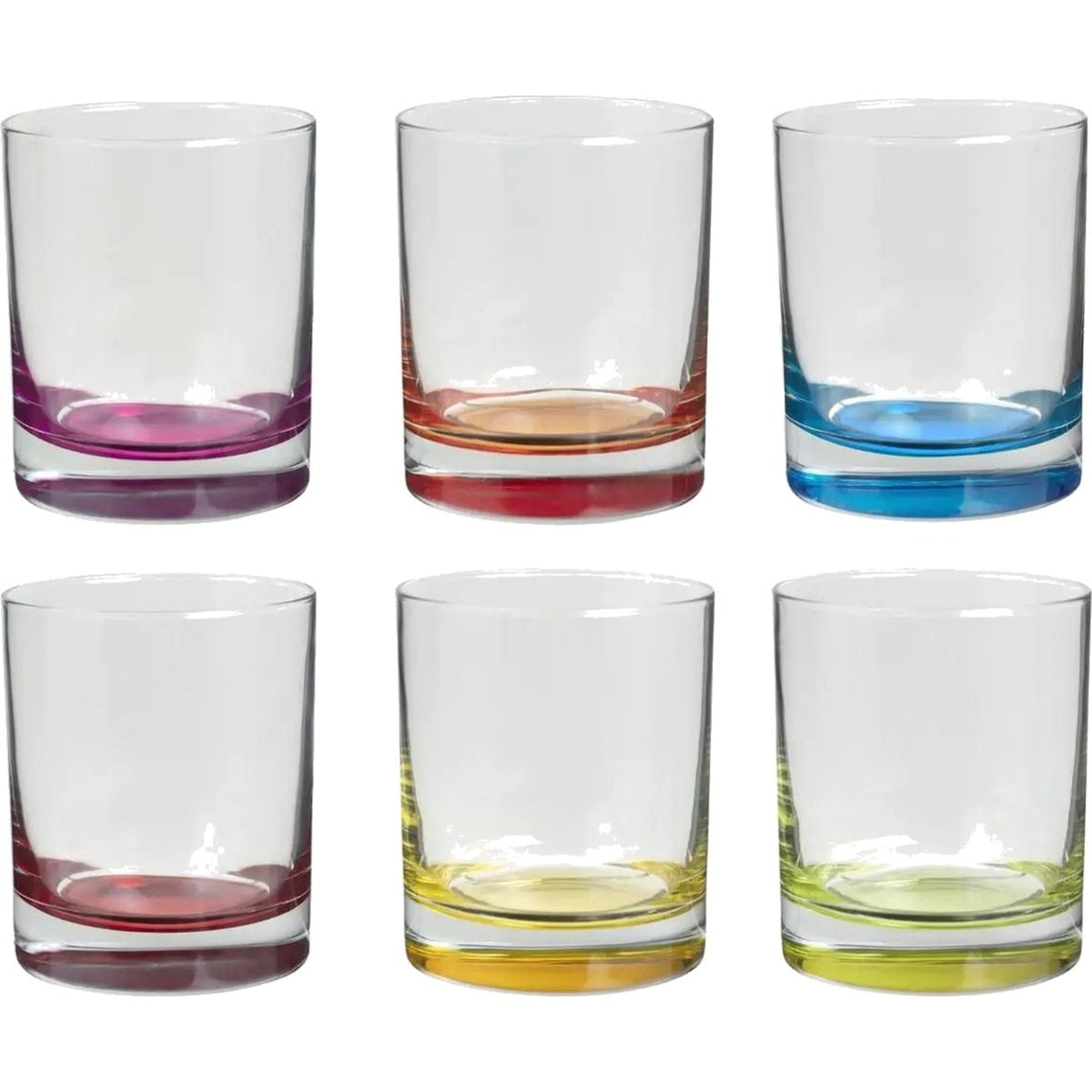 Tumblerglazen met gekleurde bodem, set van 6 (300 ml)