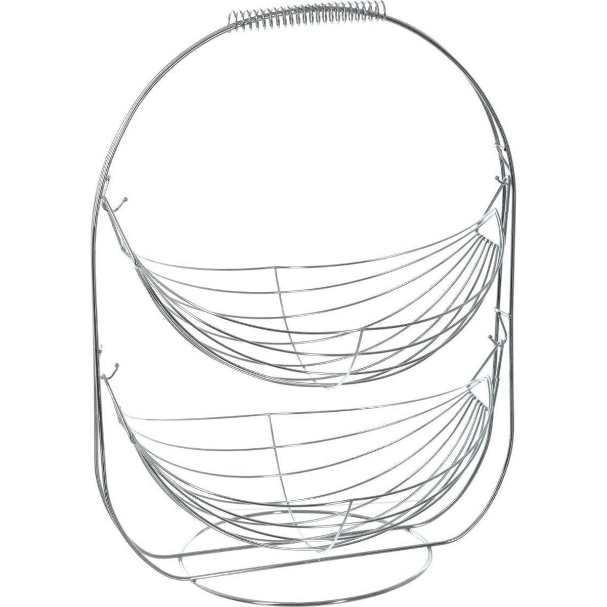 Dubbele etagère fruitschaal, zilverkleurig metaal, 34 x 25 cm