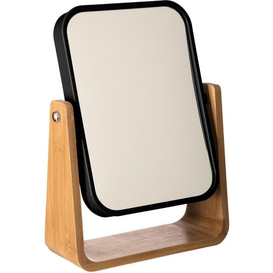 Dubbele make-up spiegel/scheerspiegel op voet 16 x 6 x 22 cm zwart - Badkamer scheerspiegels op standaard