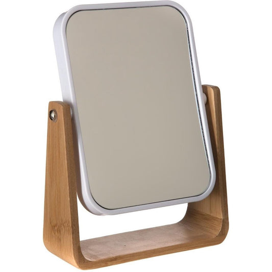 Dubbele make-up spiegel/scheerspiegel op voet 16 x 6 x 22 cm wit - Badkamer scheerspiegels op standaard