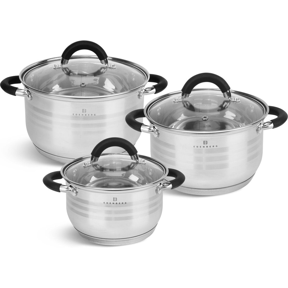 Edënbërg Classic Line pannenset van rvs, 6-delig, sandwichbodem