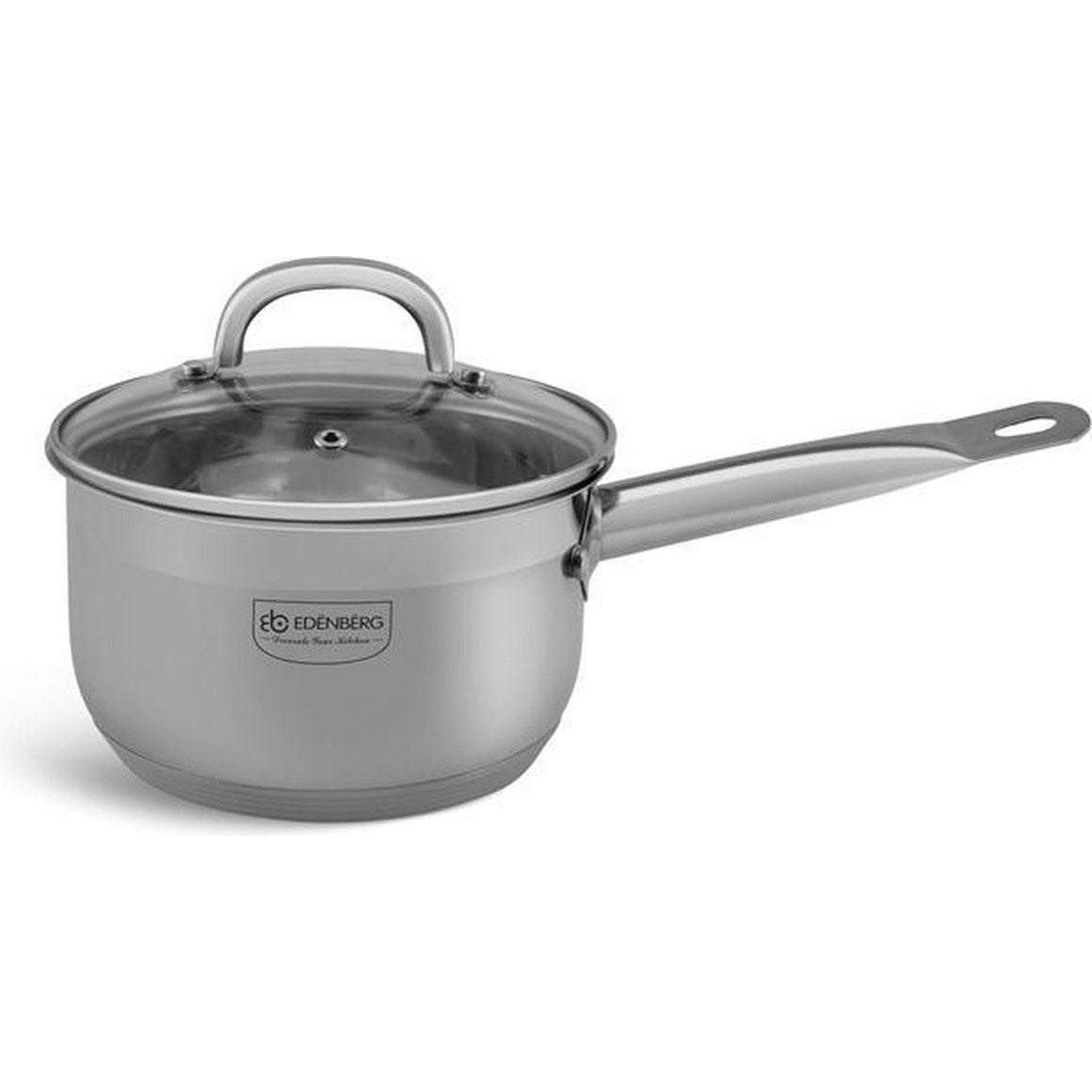 Edënbërg Classic Line rvs steelpan met glasdeksel, 14 cm, 1,3 L