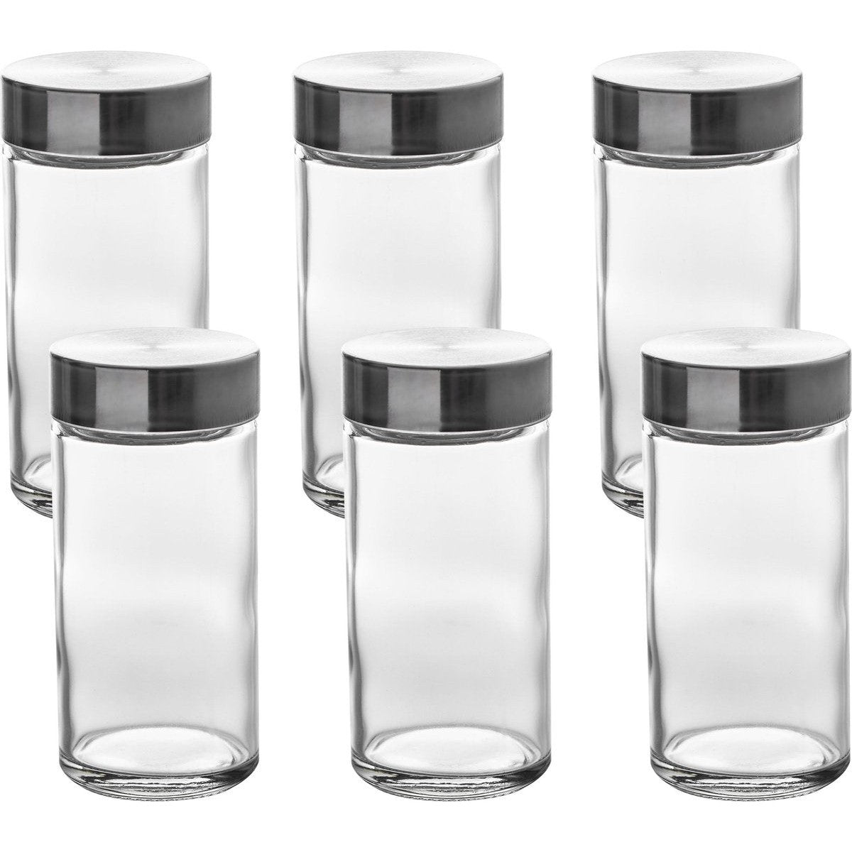5Five kruidenpotten set van 6, glas met rvs deksel, luchtdicht