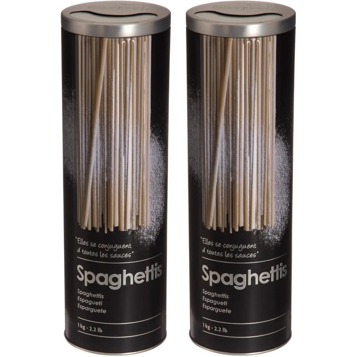 5Five spaghettidozen zwart metaal met reliëf, set van 2